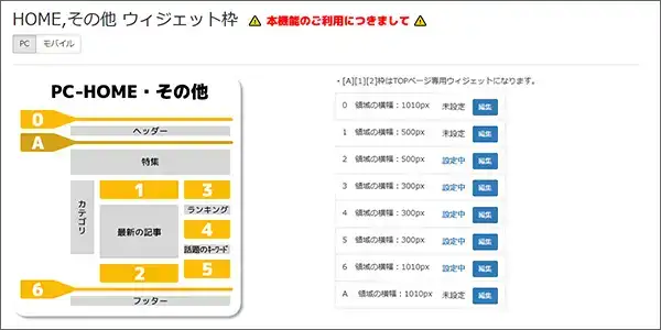 HTMLウィジェット設定画面のキャプチャ